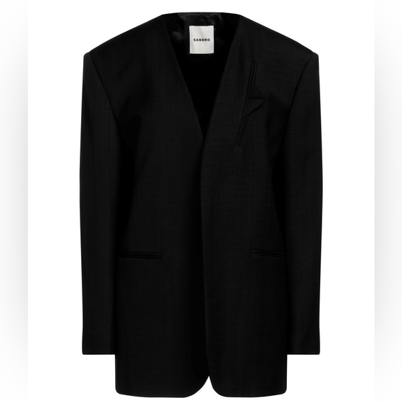 NWT Sandro Bilbao Black Textured Blazer - Picture 10 of 14